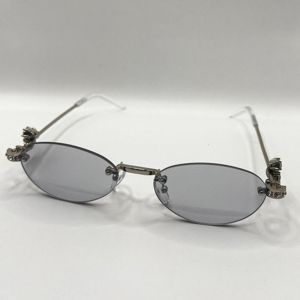 Y2k silver metal sunglasses with